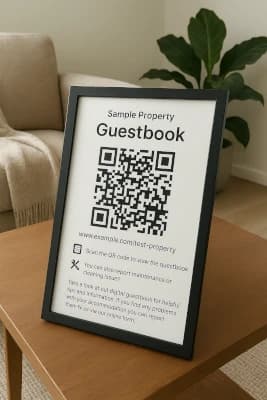 Print beautiful framed PDFs to display your digital guestbook web links