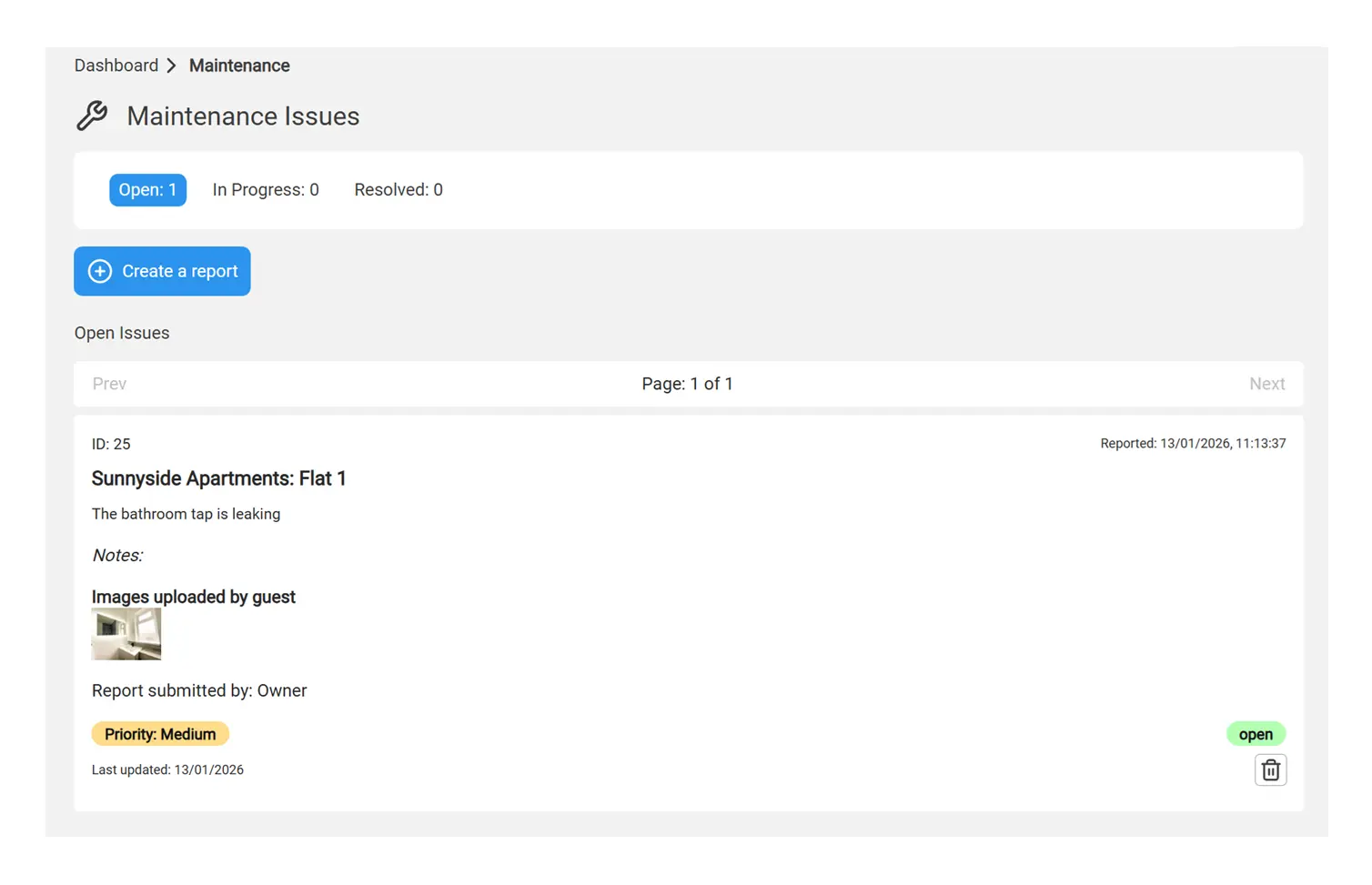 Maintenance Management screenshot